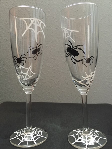 Spiderweb and Spider Sparkling Wine Glasses
